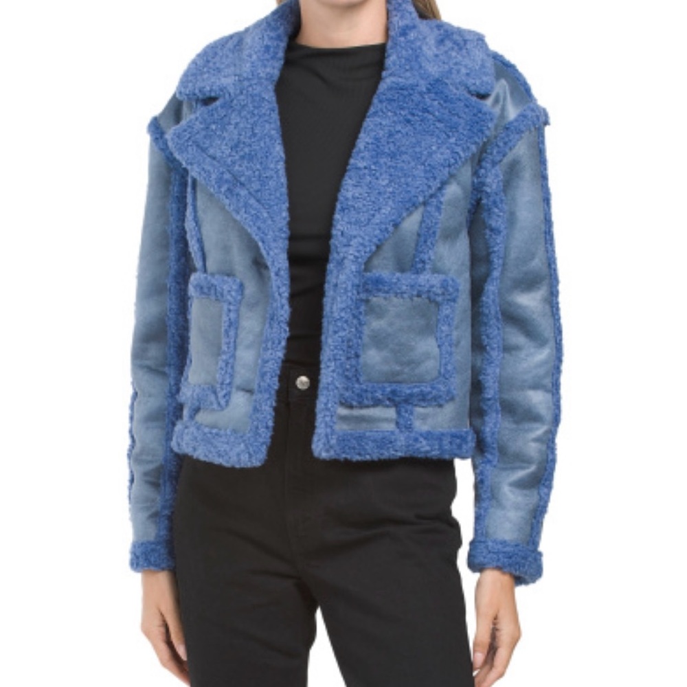 NWT| 7 FOR ALL MANKIND | Faux Suede And Sherpa Jacket With Patch Pockets | XS